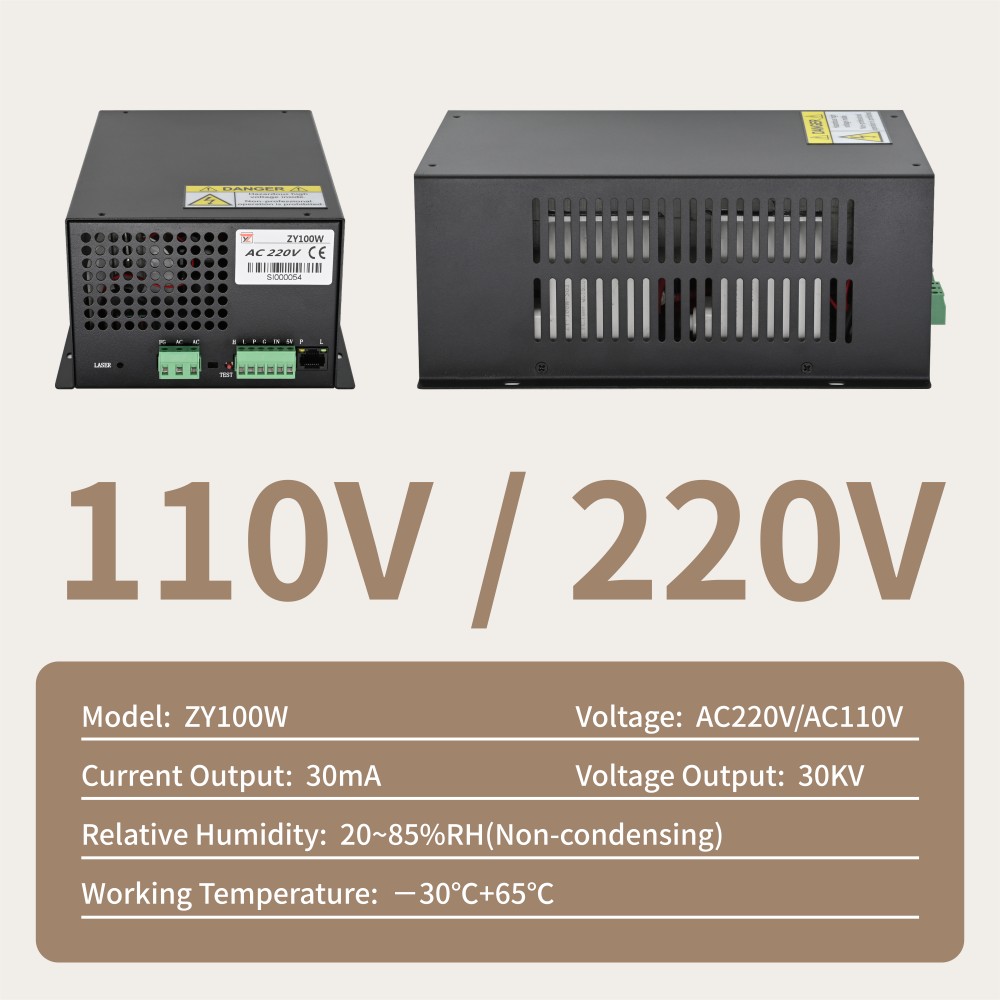 ZY100W laser power supply with AC110V or AC220V input options.jpg